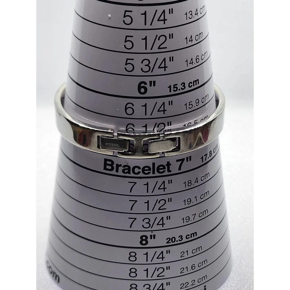 Fossil Steel Blue Watch FS-2562 Stainless Cuff Bracelet Silver Fashion Roman VTG - Picture 6 of 6